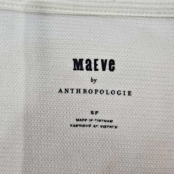 ANTHROPOLOGIE Maeve Ribbed Tiered Sleeve White Blouse S P - Picture 9 of 11